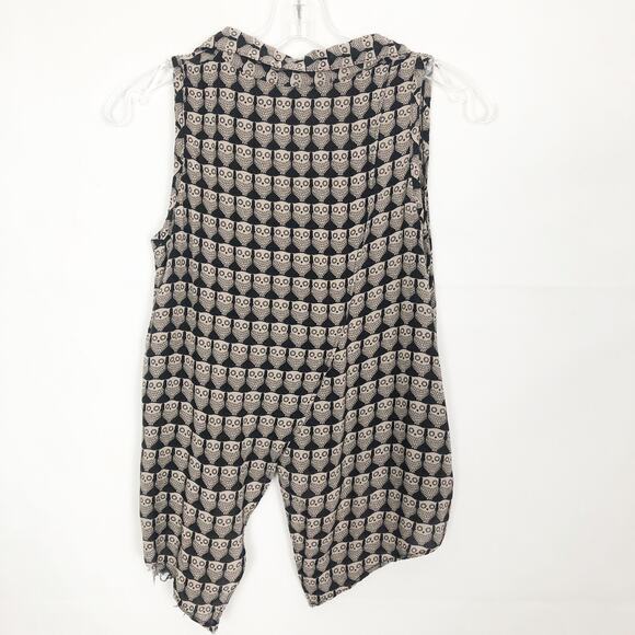 Out From Under Owl Print Novelty Button Down Sleeveless Top Size 40 - Picture 7 of 12